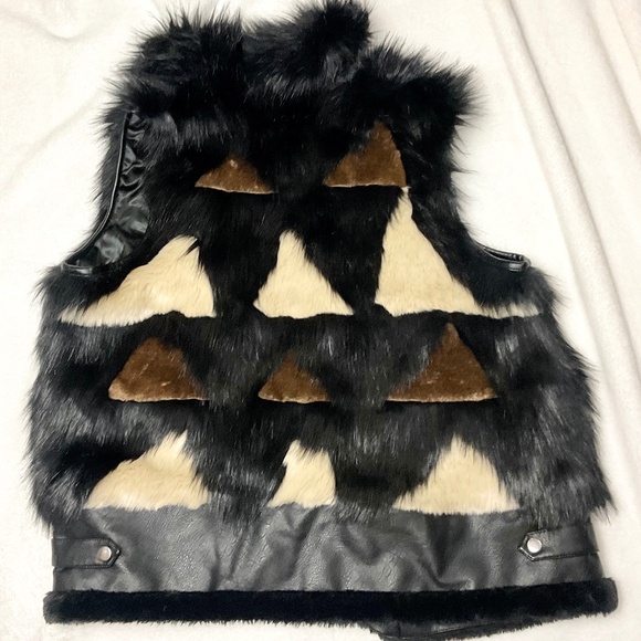 DONNA SALYERS FABULOUS FURS FAUX FUR FULL ZIP MULTICOLORED VEST SIZE XL - Picture 5 of 14